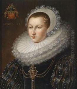 Portrait Of An Aristocratic Lady In A Pearl-encrusted by Frans Pourbus the younger