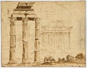 Etuded'un Angle De Corniche De Temple Antique Enfoui, Vue Exterieure Etinterieure by Jean Lemaire