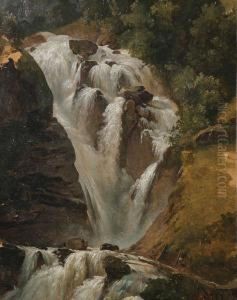 Waterval In Rotsachtig Landschap by Martinus Pouwelsen