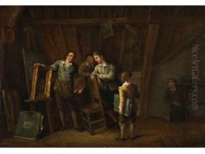 Die Jungen Maler Auf Demdachboden by Willem Pouwelsen