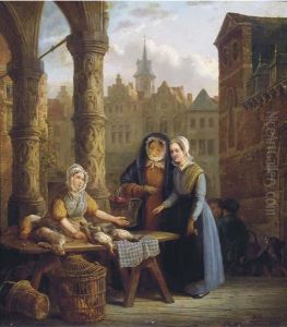 Ladies Visiting A Market by Willem Pouwelsen