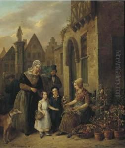 Children Buying Flowers For Mummy
