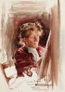 La Pittrice - 1905 by Vicente Poveda Y Juan