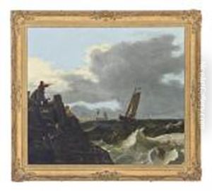Gorleston Pier With Vessels Coming Into Harbor by Charles Martin Powell