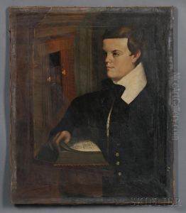 Portrait Of A Boy Studying Geometry by Asahel Lynde Powers