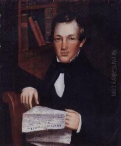 Dark-haired Young Man Reading The Genessee Farmer by Asahel Lynde Powers