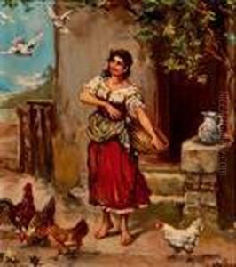 Dando De Comer A Las Gallinas by Emilio Poy Dalmau