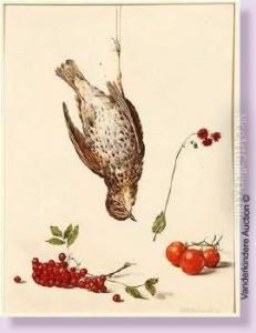 Nature Morte A La Grive Et Aux Fruits Rouges by Pieter Ernst Hendrik Praetorius
