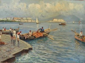 Pescatori Sul Molo by Attilio Pratella