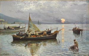 Marina Con Pescatori by Attilio Pratella