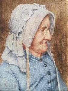 Portrait Of An Elderly Lady Wearing A Bluedress And Paler Bonnet Portrait Of An Elderly Lady Wearing A Bluedress And Paler Bonnet