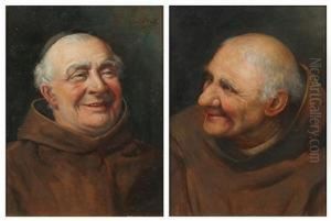 A Pair Of Portraits Of Smiling Monks A Pair Of Portraits Of Smiling Monks