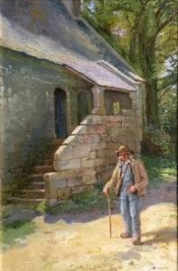 A Traveller On A Road Beside A Church by Jonathan Pratt