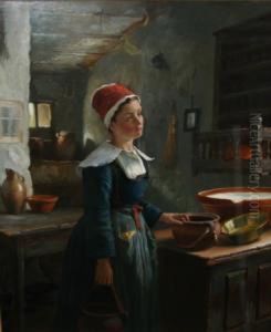 'market Morning' And 'a Breton Dairymaid' by Jonathan Pratt