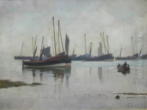 Fishing Boats On A Still Sea by William Pratt