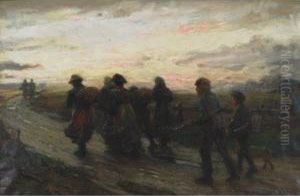 Fisherfolk At Night On Route To The Sea by William Pratt