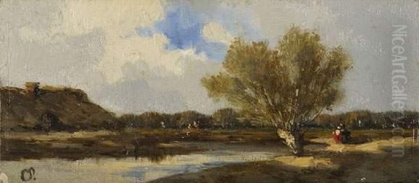 (ne A Paris, Actif Au Xixeme Siecle)
Promeneurs Au Bord De La Riviere - view 1