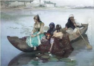 An Oriental Noblewoman And Her Entourage On A Barge An Oriental Noblewoman And Her Entourage On A Barge
