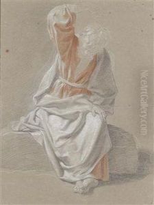 Studie Eines Mannes In Rotem Kleid Und Drapiertem Umhang by Johann Daniel Preisler