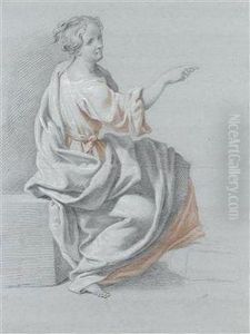 Studie Einer Frau Mit Erhobener Hand by Johann Daniel Preisler