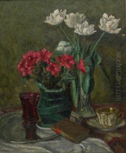 Still Life Of Flowers And A Book by Johann Philipp Preiss
