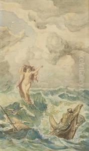 Leukothea Erscheint Demschiffbruchigen Odysseus by Friedrich I Preller