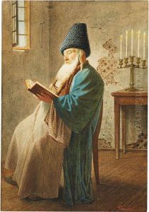 Bauer Und Pope In Interieur by Luigi (Ludwig Osipovich) Premazzi