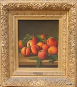 Still Life Of Peaches And A Fly On A Tabletop by Levi Wells Prentice