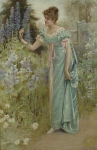 Giovane Donna In Giardino by Norman Prescott-Davies