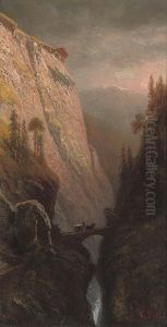 A Carriage Crossing A Gorge On The Via Mala