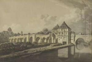 Alte Brucke Zu Frankfurt Am Main by Johann E. Gottlieb Prestel