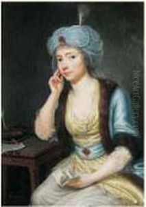 Portrait De Charlotte Marquis En Sultane by Jean Prudhomme Preudhomme