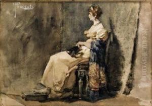 Figura Femminile In Abito Impero by Gaetano Previati