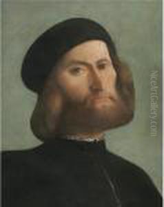 Portrait Of A Gentleman, Head And Shoulders, Wearing A Black Hat And Costume