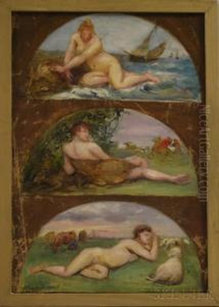 Study For Three Lunette Designs With Allegorical Nudes In Landscapes - view 1