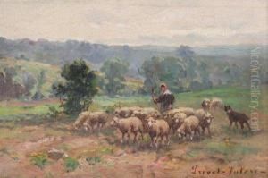 Bergere Et Ses Moutons by Auguste Prevot-Valeri