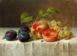 Stillleben Mitpfirsichen, Pflaumen Und Weintrauben by Emilie Preyer