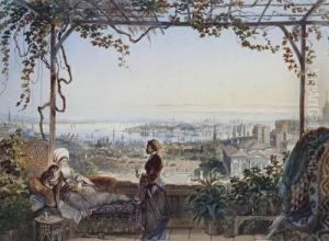 Istanbul, From A Terrace In Pera by Amadeo Preziosi