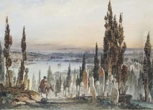 The Cemetery At Eyup, Istanbul by Amadeo Preziosi