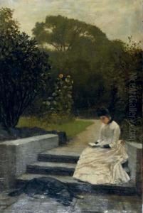 Reading In The Garden by Julius Mandes Price