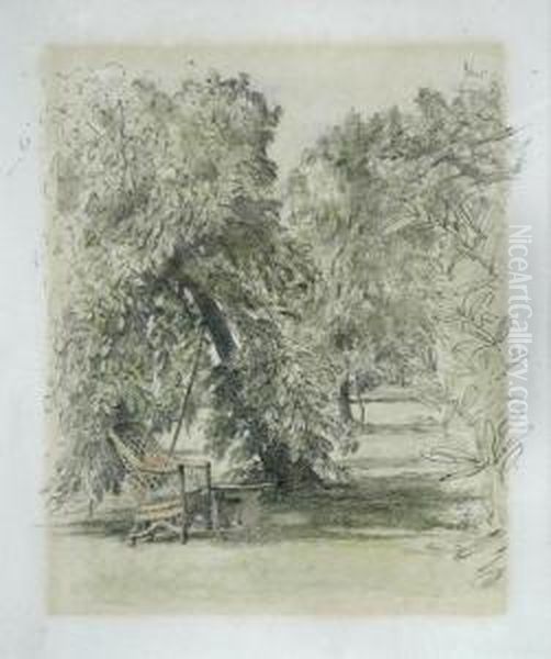 A Wicker Armchair In A Garden In Summer - view 1