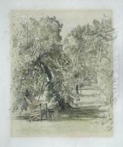 A Wicker Armchair In A Garden In Summer by Alfred Priest