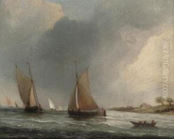 Barges Tacking Down The Estuary - view 1