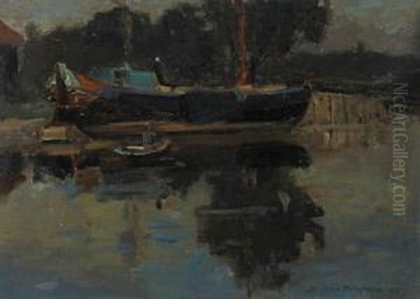 Barge At A Riverside Wharf - view 1
