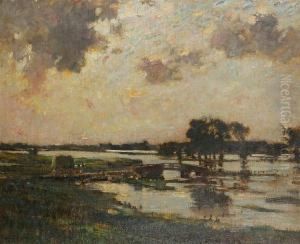 Landscape With Flooded Fields by Bertram Walter Priestman