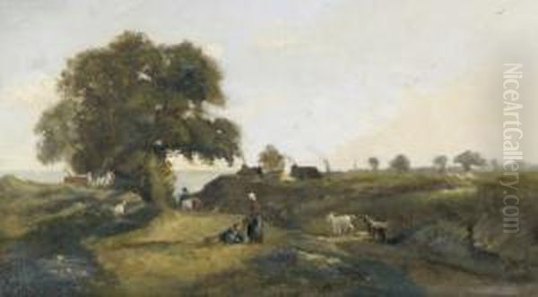 Bauernpaar Mit Ziegen In Kustenlandschaft. - view 1