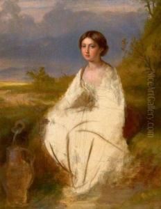 Jeune Fille Dans Un Paysage by Romain Etienne G. Prieur