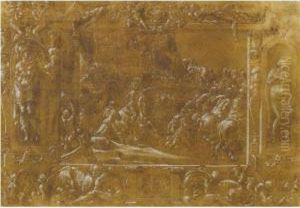 The Trojans Bringing The Wooden Horse Into Their City Walls by Francesco Primaticcio