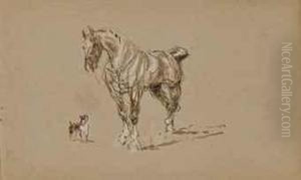 Etude D'un Cheval Avec Un Chien - view 1