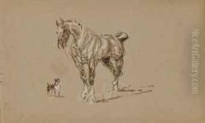 Etude D'un Cheval Avec Un Chien by Rene Pierre Princeteau